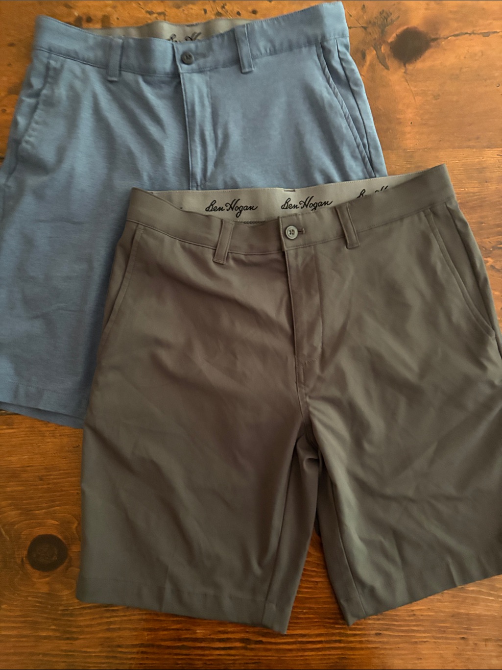 Bundle Of 2 - Men’s Flat Front Golf Shorts, Slate Blue And Charcoal Gray